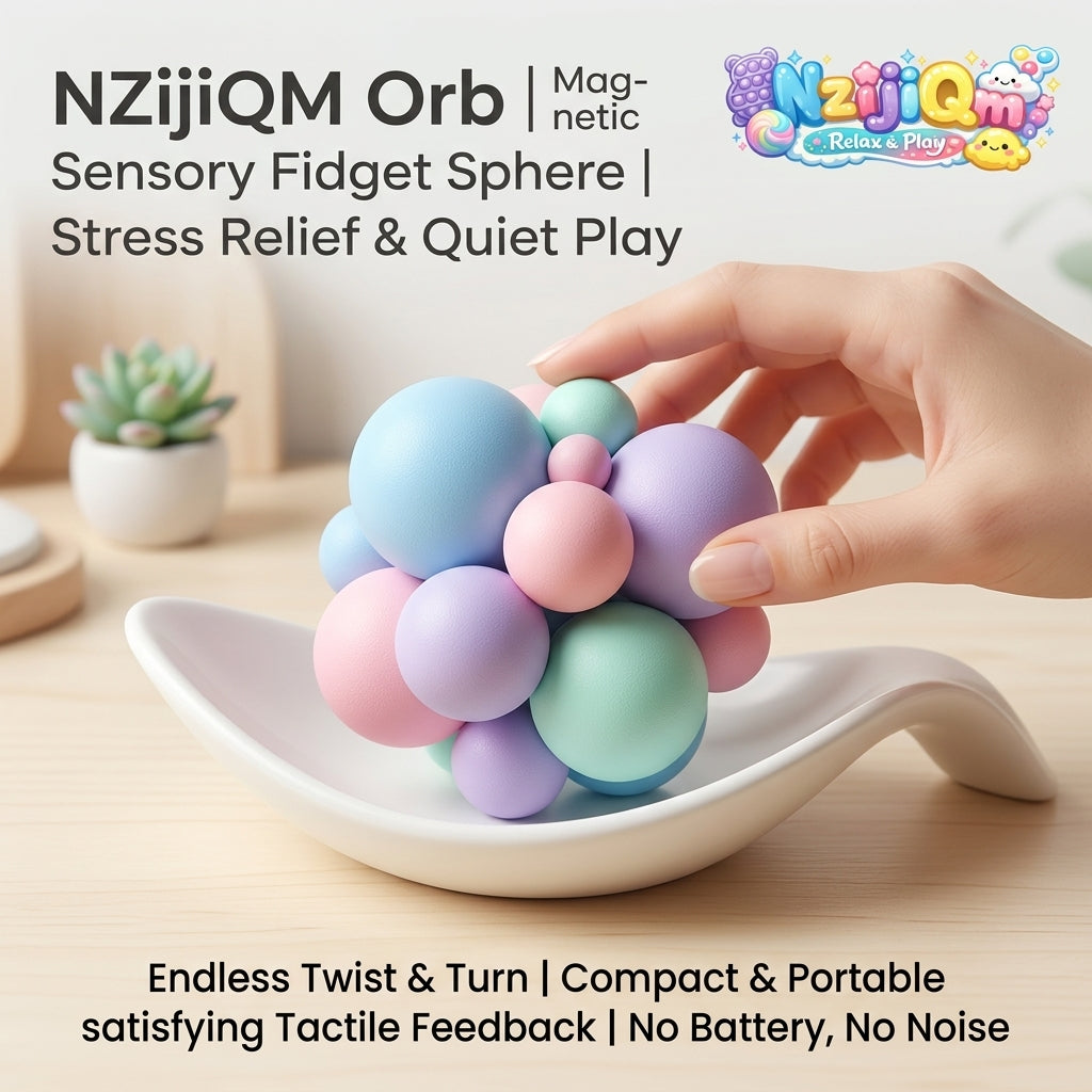 NZijiQM™ Magnetic Sensory Fidget Sphere – Stress Relief Orb Toy for Anxiety, ADHD, Focus & Silent Tactile Play – Compact & Satisfying Desktop Fidget Toy