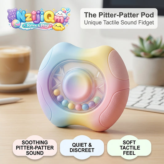 NzijiQm™ Pitter-Patter Pod Sensory Fidget Toy - Quiet & Discreet Tactile ASMR Sound Toy for Stress & Anxiety Relief, Pastel Rainbow Handheld Desk Toy for ADHD, Autism, Kids, and Adults