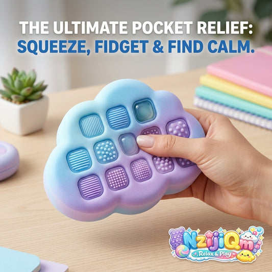 NzijiQm™ Cloud Sensory Fidget Toy - Multi-Texture Stress Relief Pad for Anxiety, ADHD & Autism - Portable Pocket Squeeze Toy for Adults & Kids, Silent Office Desk Toy & Calming Therapy Tool